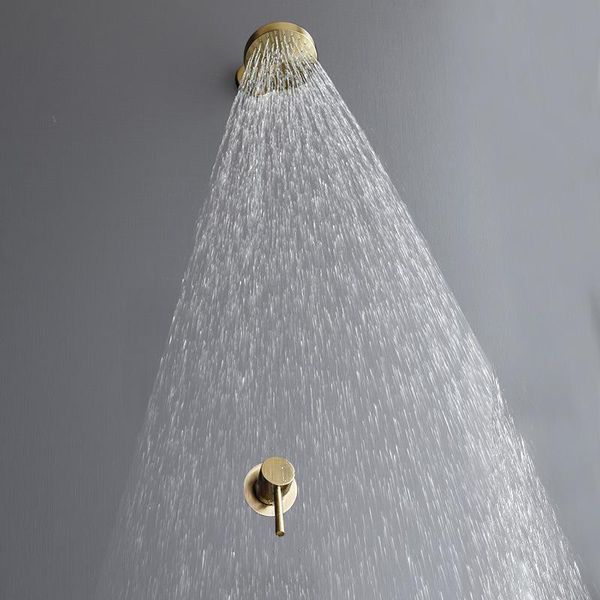 

concealed wall type stainless steel shower head all copper wire drawing gold flower la2004 bathroom sets