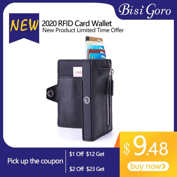 

wallets bisi goro 2021 hasp single box smart wallet rfid button holder men automatic card case coin purse -up, Red;black