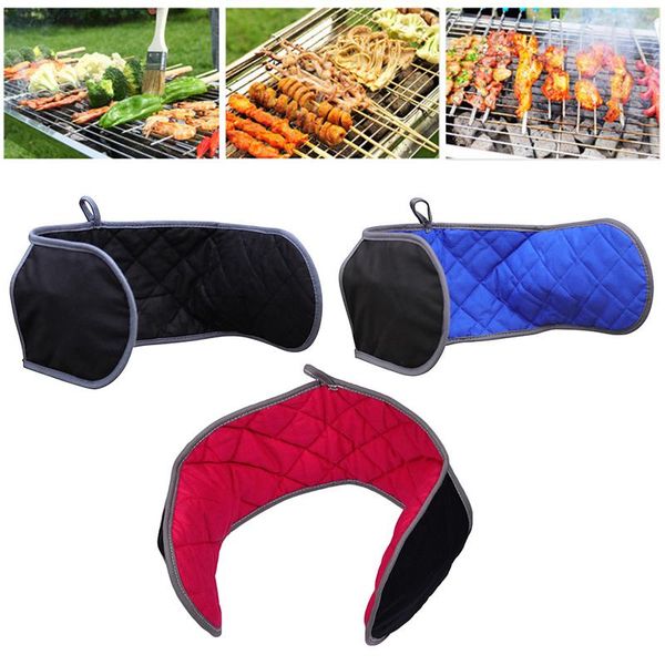 

oven mitts bbq gloves double head with cotton long silicone insulation high temperature resistance thickened anti heat