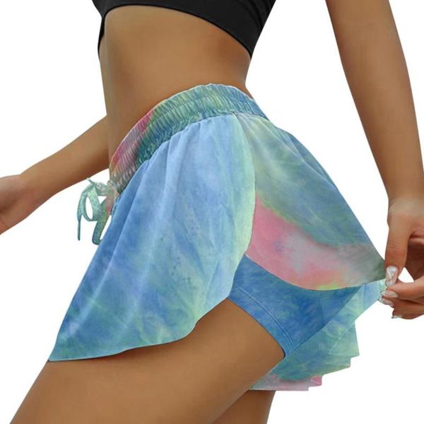 

women's shorts female summer women culottes elastic waist loose skirt hem tie dye split fitness jogging streetwear 2xl, White;black