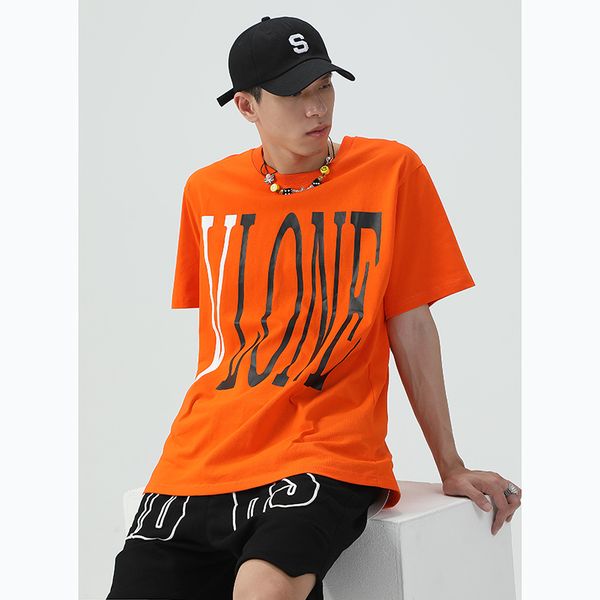

factory t shirt lone limited basic white large v print short sleeve hip hop men's and women's orange edison chen's same t-shi, White;black