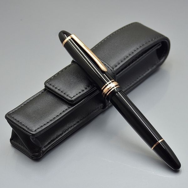 

luxury christmas gift 149 black resin roller ball pen fountain pens writing office school supplies with serial number and genuine leather ca, Blue;orange