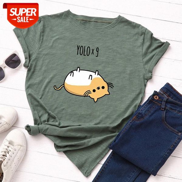 

women's loose round neck short-sleeved cotton t-shirt t205 #yo1e, White