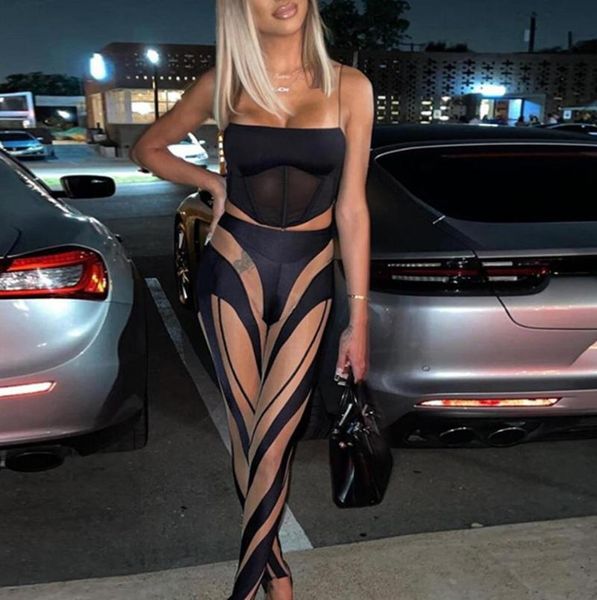 

women's tanks & camis summer basis clubwear female sheath camisole perspective mesh stitching women irregular styletailoring vest cloth, White