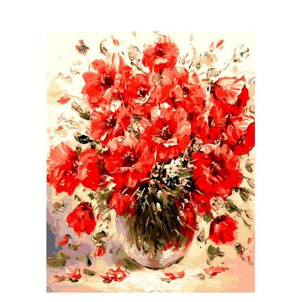 

60x75cm oil painting by numbers flower diy paint on canvas kits for frameless hand decoration paintings