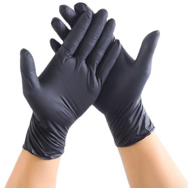 

disposable gloves 100pcs black food cleaning restaurant home work protective vinyl nitrile blend latex-safety