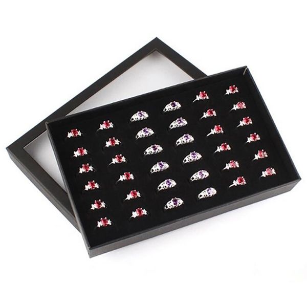 

jewelry pouches, bags 1 pcs exquisite practical fine 36 slots ring storage ear display box organizer holder transparent window show case, Pink;blue