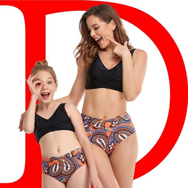

women's swimwear parent child swimsuit split 2021 bikini, White;black
