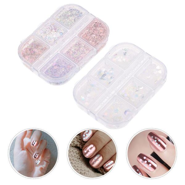 

nail glitter 2 boxes manicure sequin diy art irregular shimmering, Silver;gold