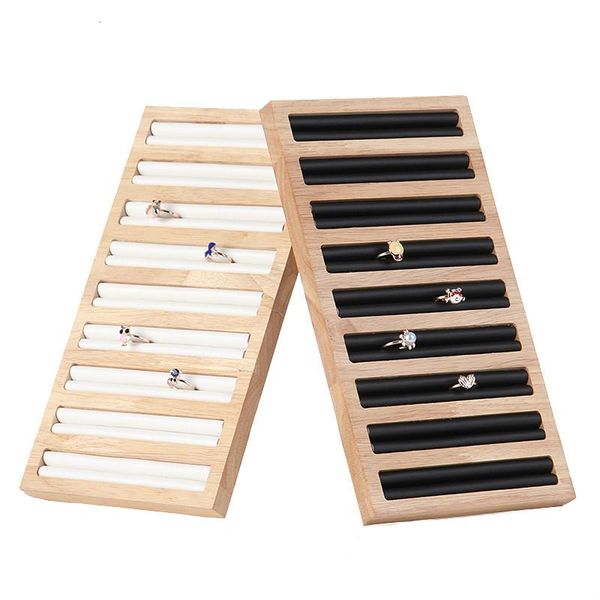 

jewelry pouches, bags wooden pu leather rings storage tray display stand organizer for drawer, Pink;blue