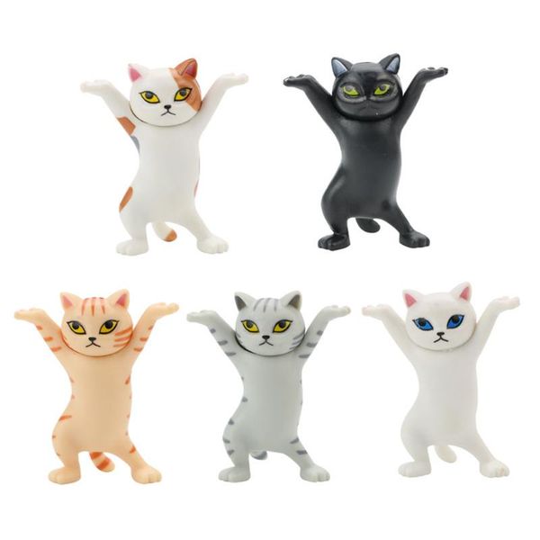 

5pcs pen holder cat carrying coffin bracket animal weightlifting doll statue enchanting black cute decoration decorative objects & figurines