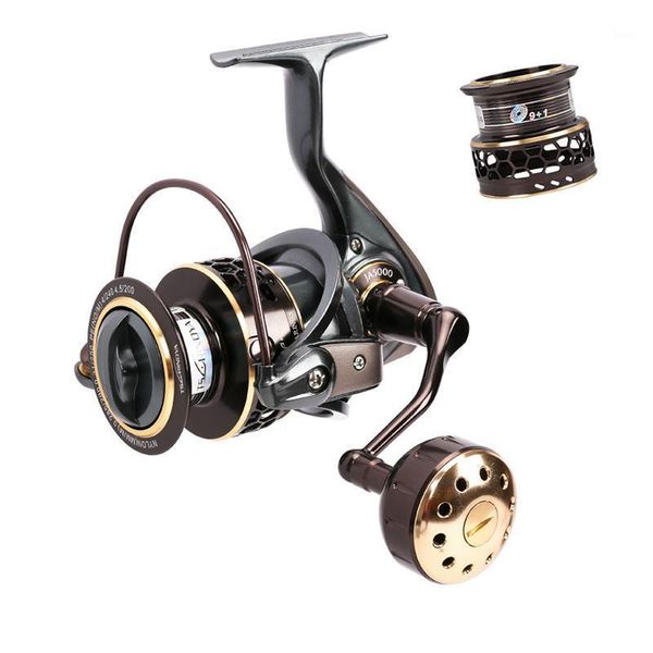 

+1bb fishing spinning reel 4000s 5000s no gap metal spool gear ratio 5.2:1 7kg max drag power rock pesca baitcasting reels