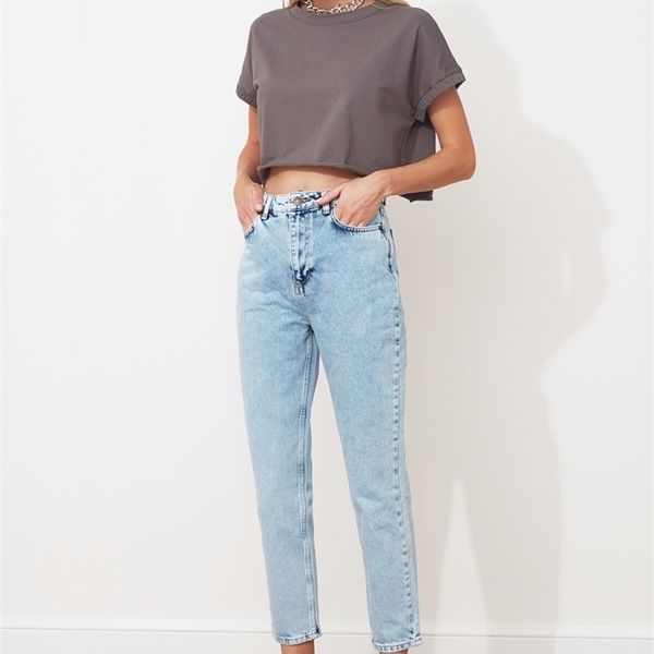 

trendyol high bel mom jeans twoaw21je0088, Blue