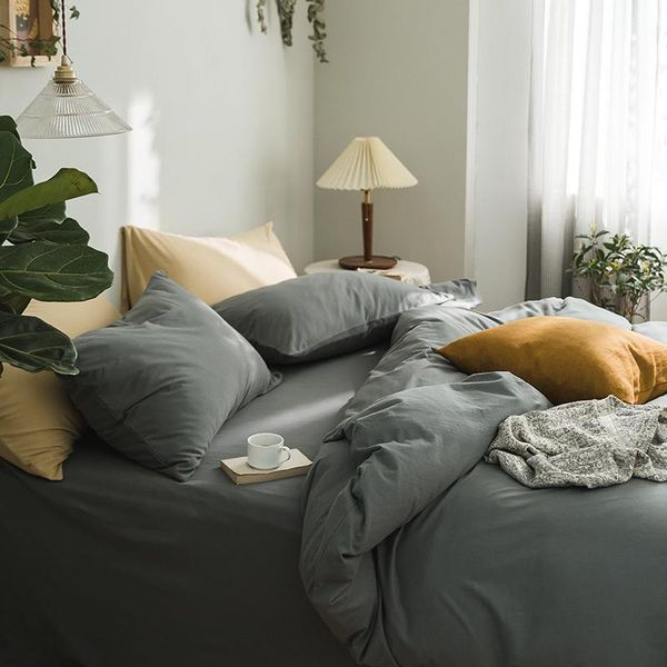 

sheets & sets japanese simple pure cotton bed linen washed single three-piece quilt cover mix and bedding sheet