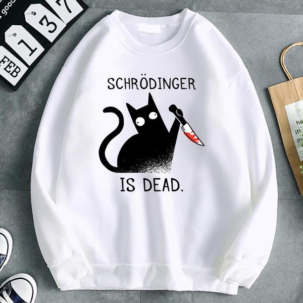 

men's hoodies & sweatshirts schrodinger is dead black cat men oversize street japanese printing harajuku brand casual pullovers