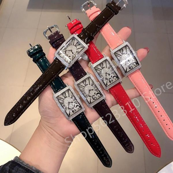 

wristwatches luxury women genuine leather rectangular wristwatch fashion casual quartz watch geometric rectangle dial watches bracelet clock, Slivery;brown
