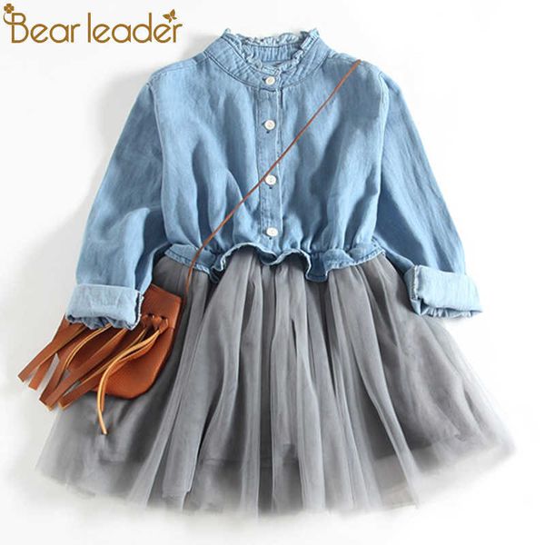 

bear leader girls dresses girls cute dress white belt denim dress sleeveless cotton summer dress lovely girls clothes 210708, Red;yellow