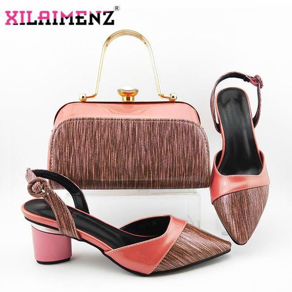 

dress shoes nigerian 2021 pink special design lady shoe and bag to match material with pu italian bags set for party women, Black