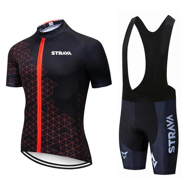 

racing sets cycling jersey 2021pro team strava summer set breathable sport mtb bicycle jerseys men's clothing, Black;blue