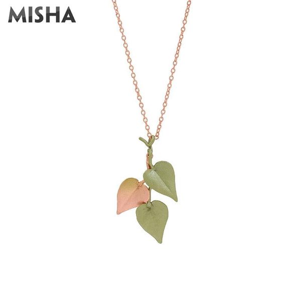 

pendant necklaces misha trendy necklace for women handmade copper leaves design fashion jewelry girls ladies party wedding gift, Silver