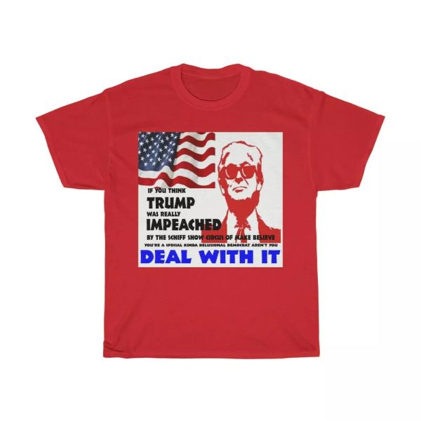 

if you think trump was really impeached red heavy cotton tee, White;black