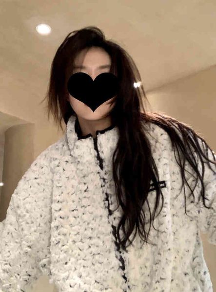 

where's the orange tree lamb wool high neck plush thick women's 2021 autumn and winter minority national loose coat, Black;brown