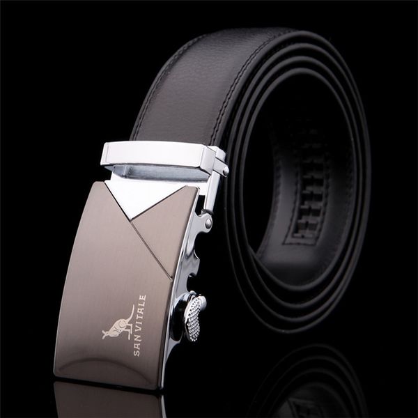 

san vito kangaroo automatic buckle men's leather belt, Black;brown