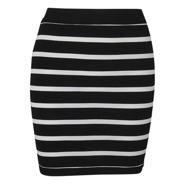 

bandage skirts women summer ladies mini bodycon striped party club celebrity clothes 210515, Black