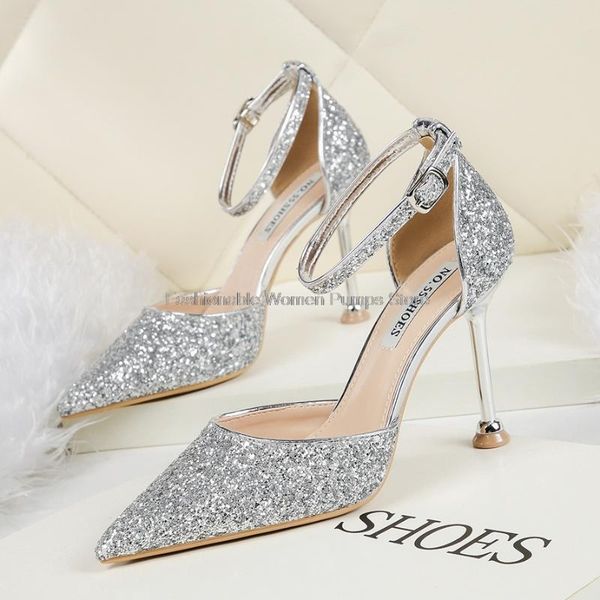 

sandals women summer sequined thin high heels bling shinning nightclub party shoes bride wedding female stilettos, Black
