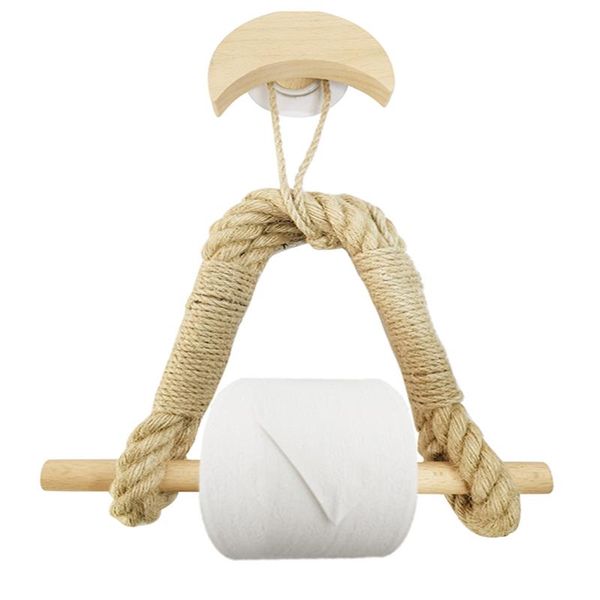 

towel racks vintage rope wooden toilet paper holder loo roll hand for bathroom decoration