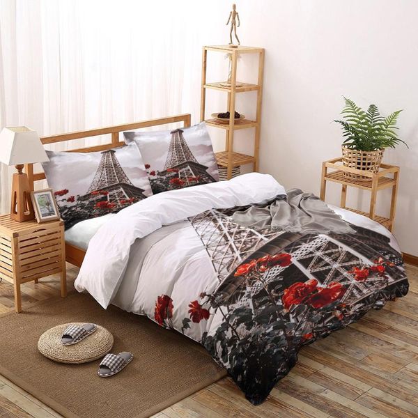 

bedding sets retro eiffel tower flower printing set duvet cover bed linens bedclothes home textile twin full  king size