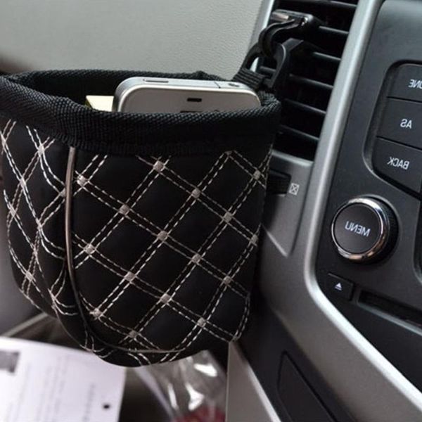 

storage bags 2pc car outlet air vent small trash bag phone holder pouch organizer hanging water bottle box sundries bucket