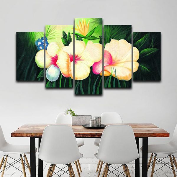 Andere Wohnkultur Malerei Wandbilder Wohnzimmer 5 Panel Elegante Gelbe Blumen HD Gedruckt Moderne Leinwand Kunst Modulare Poster Rahmen