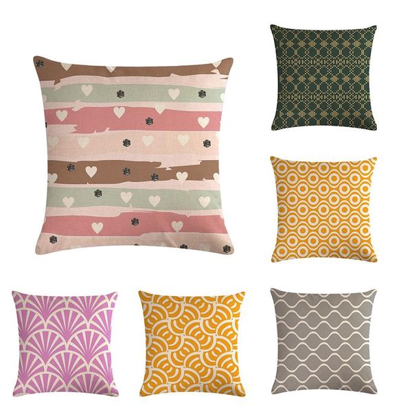 

45x45cm colorful geometry pattern cushion cover geometric printed pillowcases cotton linen pillow covers sofa decorate cushion/decorative
