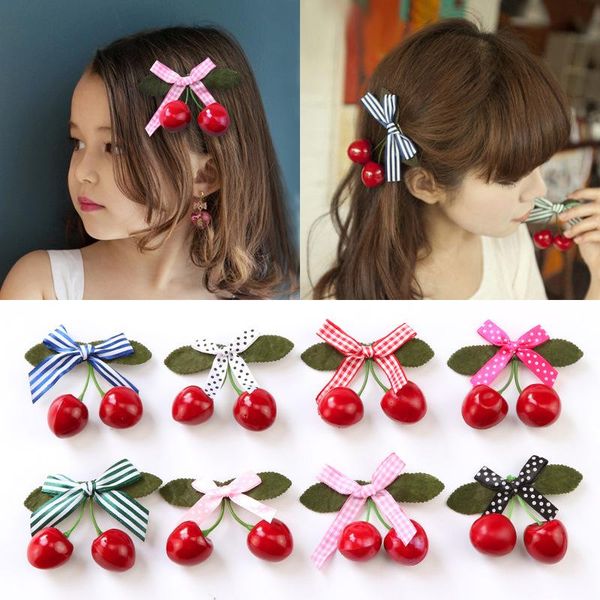 

hair accessories cute baby headdress children's three-dimensional cherry jewelry hairpin bow princess head flower side clip, Slivery;white