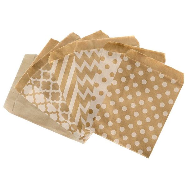 

gift wrap 25pcs/pack disposable biscuit candy bags birthday party decoration nature color snack cookie bag kraft paper multi purpose