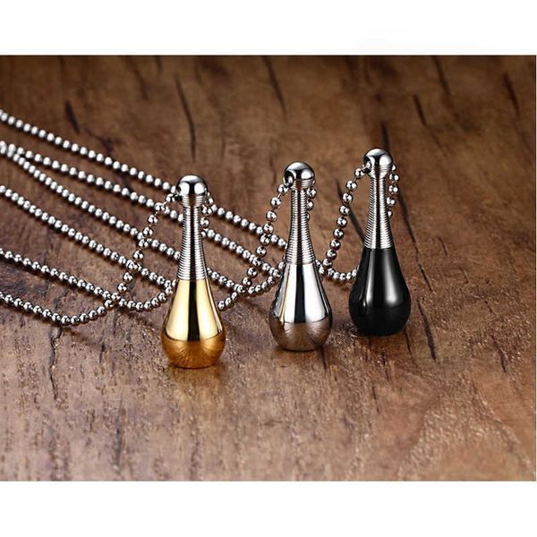 

fashion new style 1ml titanium steel perfume bottle essential oils with 62cm chain parfume necklace for women 50pcs botella