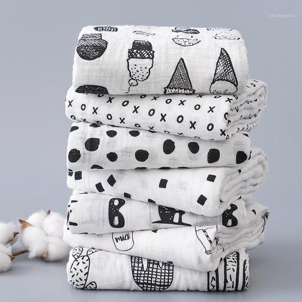 

blankets & swaddling swaddles baby born cotton muslin 120*110cm soft bath gauze infant kids wrap sleepsack stroller cover 20211