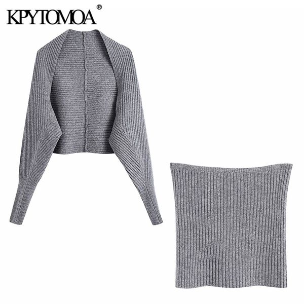 

women fashion arm warmers cropped knitted sweater vintage long sleeve female outerwear chic 210420, White;black