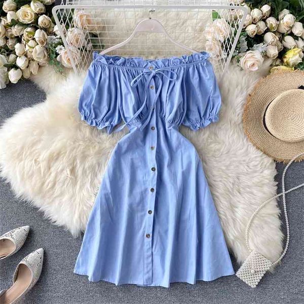

women chic dress summer fashion sweet wooden ear slash neck short sleeve solid color vestidos m937 210527, Black;gray