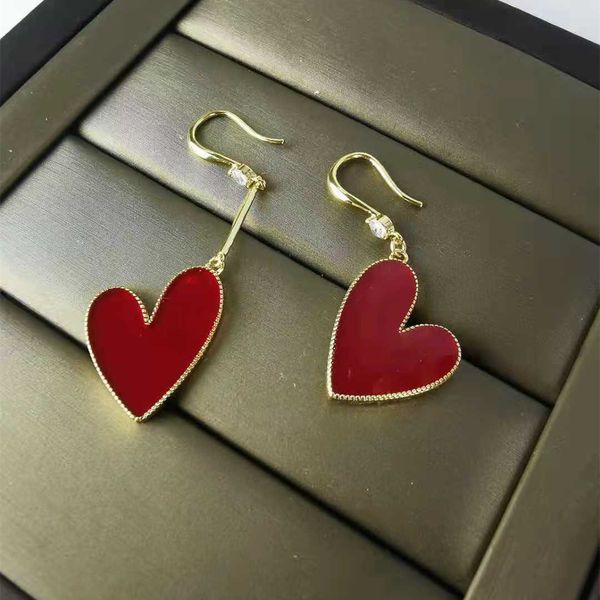 

70% off paris home new red peach heart asymmetric ear hook love gutta percha earrings sweet ins style advanced n00b, Golden;silver