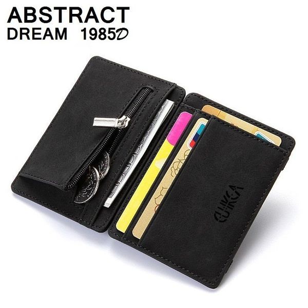 

wallets brand men's wallet classic thin designer card id holders leather women magic money bag ladies zipper clutch, Red;black