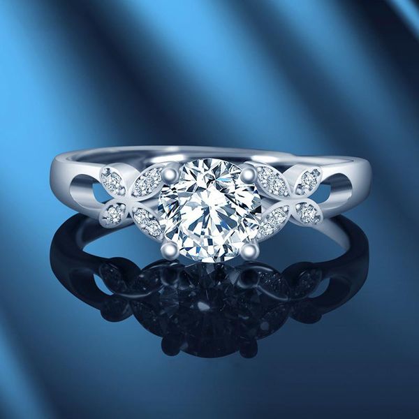 

cluster rings s925 silver mossan stone ring female pure fashion proposal confession simulation diamond jewelry, Golden;silver