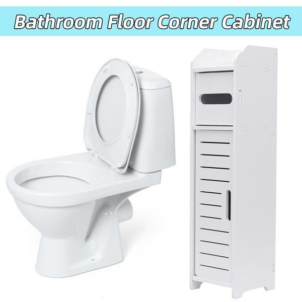 

bathroom cabinet 58x15.5x15.5cm toilet furniture white wood-plastic board cupboard shelf tissue storage rack shelves
