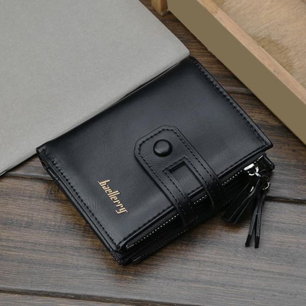 

wallets short men more than double zipper multi-functional wallet solid color large capacity high quality, Red;black