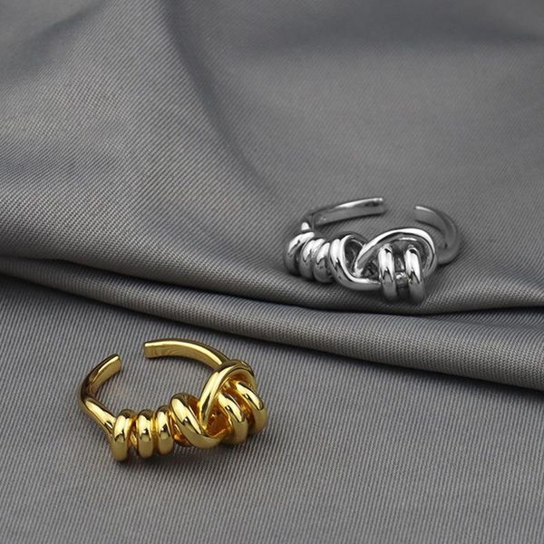 

cluster rings adjustable geometry irregular for women men gold sliver color stainless steel twist knot ring femme jewelry accessories, Golden;silver