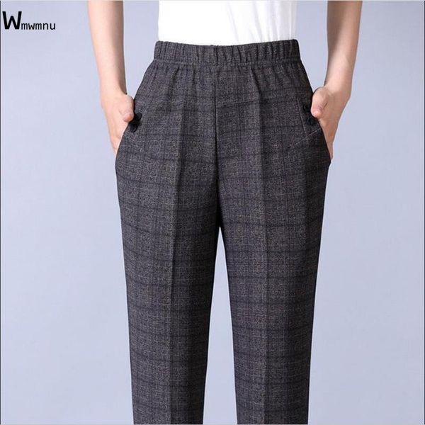 

women's pants & capris loose spring elastic high waist mom's trousers office lady ankle-length plus size 5xl grid stripe pencil wo, Black;white