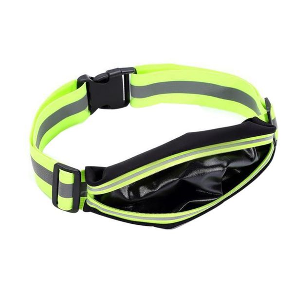 

outdoor bags waist bag high brightness reflective waterproof elastic zipper buckle strap phone storage case pouch for night running