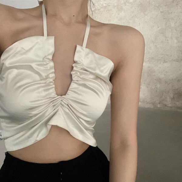 

kywommnz women v-neck sleeveless t-shirt, women's suspender white tight korean short vest e933 tanks & camis