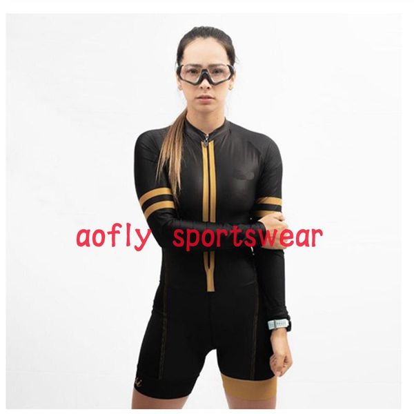 

racing sets 2021 aofly bike jumpsuit cycling clothing women's professional long sleeved suit lycra fabric sponge padcycling skinsuit 7c, Black;blue